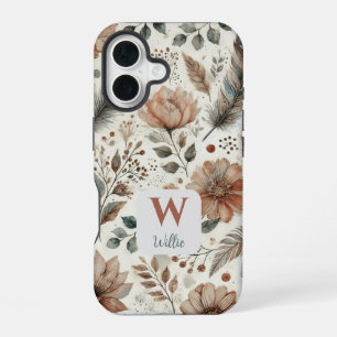 Persoonlijk Boho Bloemend Mozaïek en Naam iPhone 16 Hoesje