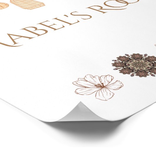 Persoonlijk Boho Bloemengirls Monogram Poster (Hoek)