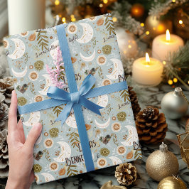 Persoonlijk Boho Hemels Maan & Sterren Patroon Cadeaupapier