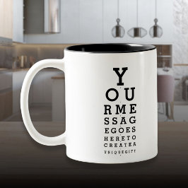 Persoonlijk boodschapspakket leuke opticienengrafi tweekleurige koffiemok
