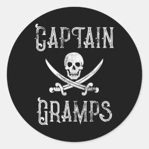 Persoonlijk bootpiraten cadeau Kapitein Opa Ronde Sticker