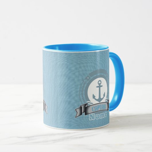 persoonlijk bootzeilnautisch embleem voor kapitein mok (Voorkant rechts)