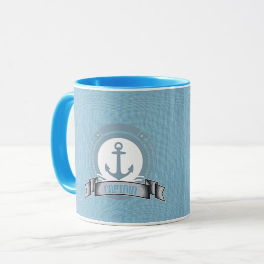 persoonlijk bootzeilnautisch embleem voor kapitein mok (Voorkant links)