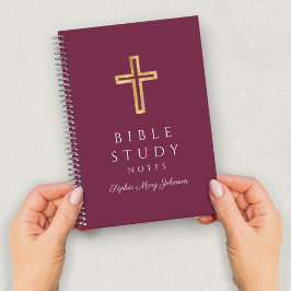 Persoonlijk bordeauxrood religieus kruis  notitieboek