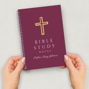Persoonlijk bordeauxrood religieus kruis notitieboek