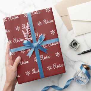 Persoonlijk bordeauxrood trendy patroon cadeaupapier