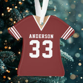 Persoonlijk bordeauxrood voetbalshirt ornament