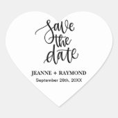Persoonlijk Borstel Letter Save the Date Huwelijk Hart Sticker (Voorkant)
