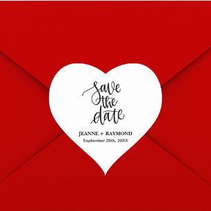 Persoonlijk Borstel Letter Save the Date Huwelijk Hart Sticker