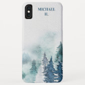 Persoonlijk bos watercolor winterlandschap Case-Mate iPhone case (Achterkant)