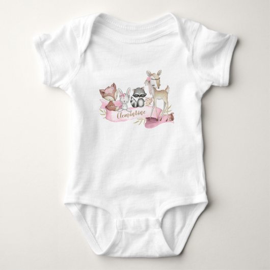 Persoonlijk bosdier baby meisje romper (Voorkant)