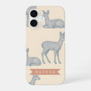 Persoonlijk boshertenpatroon rustieke natuur iPhone 16 hoesje