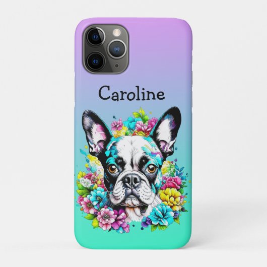 Persoonlijk Boston Terrier omringd door Bloemen Case-Mate iPhone Case (Achterkant)