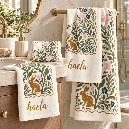 Persoonlijk bosvarenmonogram bad handdoek