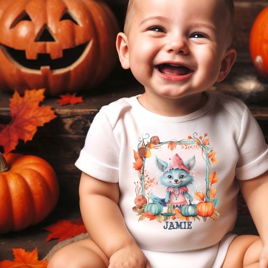 Persoonlijk bosvos babyshirtje voor Halloween Romper
