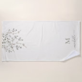 Persoonlijk Botanisch Aquarel Monogram Ivoor Strandlaken (Voorkant)