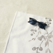 Persoonlijk Botanisch Aquarel Monogram Ivoor Strandlaken (In situ)