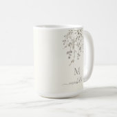 Persoonlijk botanisch aquarelmonogram ivoor koffiemok (Voorkant rechts)
