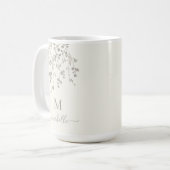 Persoonlijk botanisch aquarelmonogram ivoor koffiemok (Voorkant links)