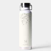 Persoonlijk botanisch aquarelmonogram ivoor waterfles (Achterkant)