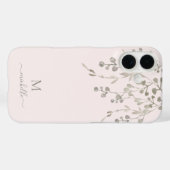 Persoonlijk botanisch watercolor monogram roze Case-Mate iPhone case (Achterkant (horizontaal))