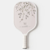 Persoonlijk botanisch watercolor monogram roze pickleball paddle (Achterkant)