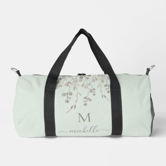 Persoonlijk botanisch watercolor monogram salie plunjezak (Voorkant)