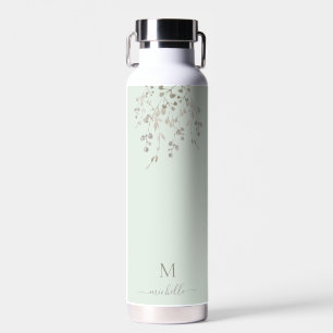 Persoonlijk botanisch watercolor monogram salie waterfles