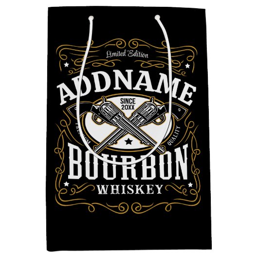 Persoonlijk Bourbon Vintage Wapen Whiskey Etiket Medium Cadeauzakje (Voorkant)