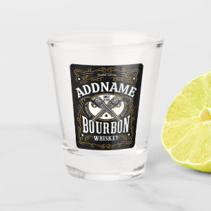 Persoonlijk bourbon vintage wapens whiskey label shot glas