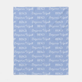 Persoonlijk boys blue schrift naam fleece deken