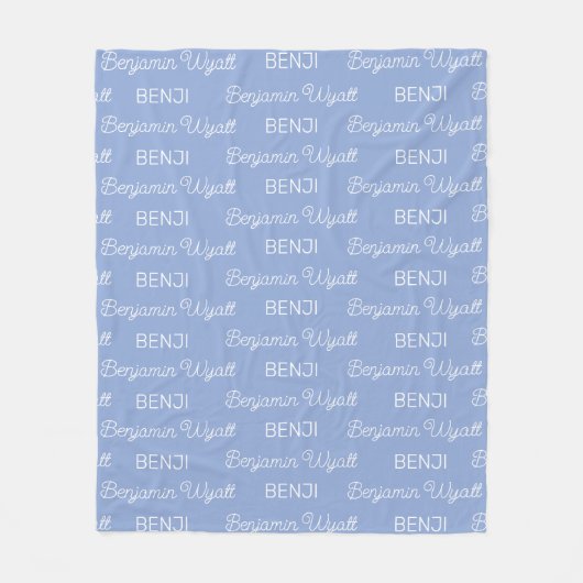 Persoonlijk boys blue schrift naam fleece deken (Voorkant)