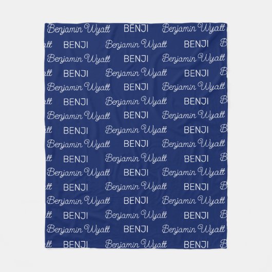 Persoonlijk Boys Blue Schrift Naam Fleece Deken (Voorkant)