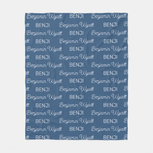 Persoonlijk Boys Blue Schrift Naam Fleece Deken (Voorkant)