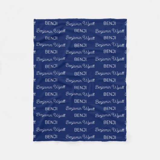 Persoonlijk Boys Blue Schrift Naam Fleece Deken (Voorkant)