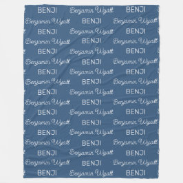 Persoonlijk Boys Blue Schrift Naam Fleece Deken