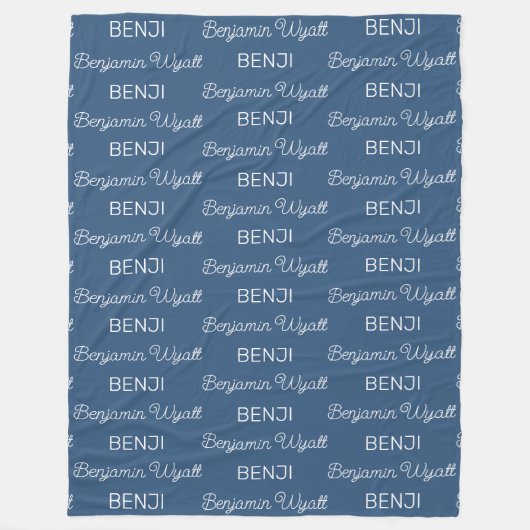 Persoonlijk Boys Blue Schrift Naam Fleece Deken (Voorkant)