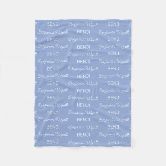 Persoonlijk Boys Blue Schrift Naam Fleece Deken (Voorkant)