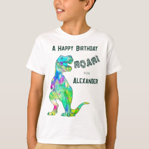 Persoonlijk Boys Dinosaur T-Rex Verjaardagsfeestje T-shirt