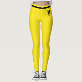 Persoonlijk brandend geel zwart gestreept monogram leggings (Voorkant)