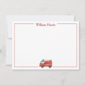 Persoonlijk brandweerauto briefpapier, jongens roo bedankkaart (Voorkant)
