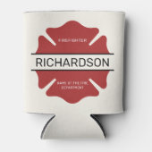 Persoonlijk brandweerlogo symbool in het rood blikjeskoeler (Voorkant)