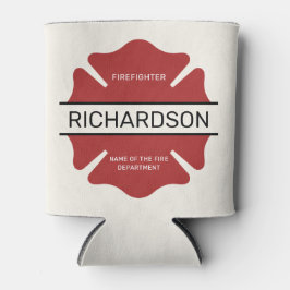 Persoonlijk brandweerlogo symbool in het rood blikjeskoeler