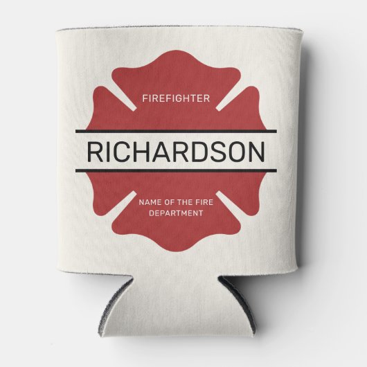 Persoonlijk brandweerlogo symbool in het rood blikjeskoeler (Voorkant)