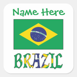 Persoonlijk Braziliaans Vlag Vierkant Label
