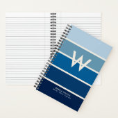 Persoonlijk breed blauw verloop gestreept monogram notitieboek (Binnen)