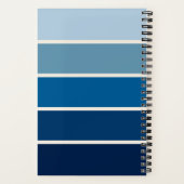Persoonlijk breed blauw verloop gestreept monogram notitieboek (Achterkant)
