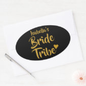 Persoonlijk Bride Tribe Gold Heart Ovale Sticker (Envelop)