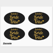 Persoonlijk Bride Tribe Gold Heart Ovale Sticker (Vel)