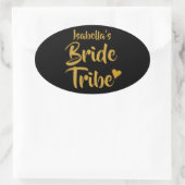 Persoonlijk Bride Tribe Gold Heart Ovale Sticker (Tas)